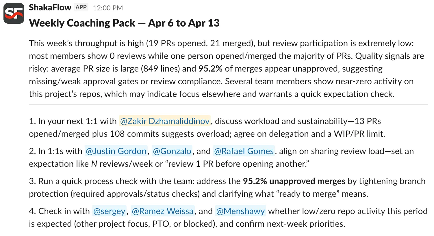 Weekly coaching pack